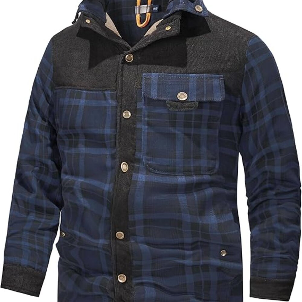 Flygo Casual Fleece Sherpa Lined Flannel Plaid Shirt  - Mens Size 3XL - 1915